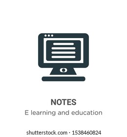 Notes vector icon on white background. Flat vector notes icon symbol sign from modern e learning and education collection for mobile concept and web apps design.