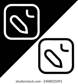 Notes vector icon, Outline style, isolated on Black and White Background.