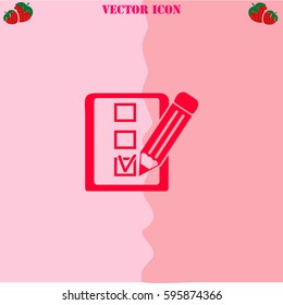 Notes vector  icon. Strawberry Background.