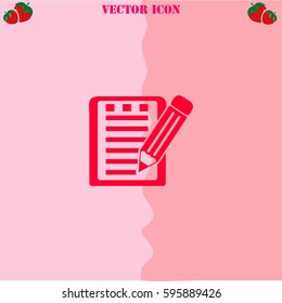 Notes vector  icon. Strawberry Background.