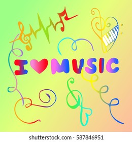 Notes vector illustration. Music postcard. Cloth design, wallpaper, wrapping, textiles, paper, cards, invitations, holiday