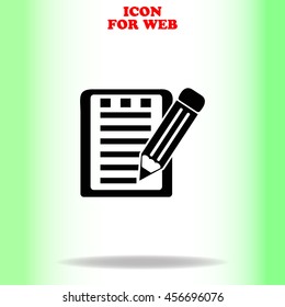 Notes web icon. Black illustration on white background