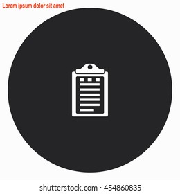 Notes web icon. Gray circle button with white illustration.