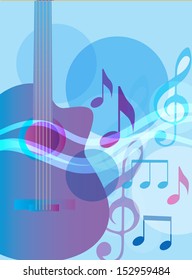 Notes. Winter melody on a guitar. Vector background