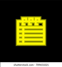 Notes yellow glowing neon ui ux icon. Glowing sign logo vector