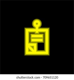 Notes yellow glowing neon ui ux icon. Glowing sign logo vector