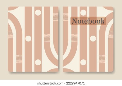Notevook cover with geometric shapes background.