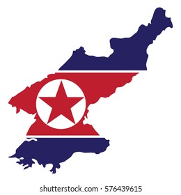 Noth Korea Map and Flag Vector