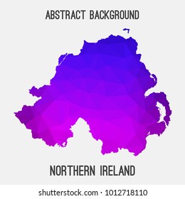Nothern Ireland map in geometric polygonal,mosaic style.Abstract tessellation,modern design background,low poly. Vector illustration.