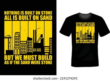Diseño de camisetas de ingeniero civil, vintage, tipografía