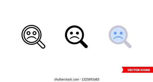 Nothing found icon of 3 types: color, black and white, outline. Isolated vector sign symbol.