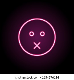 Nothing to say face neon icon. Simple thin line, outline vector of emoji icons for ui and ux, website or mobile application