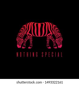 Nothing special. Vector hand drawn illustration of zebra with two heads. Template for card, poster. banner, print for t-shirt, pin, badge, patch.