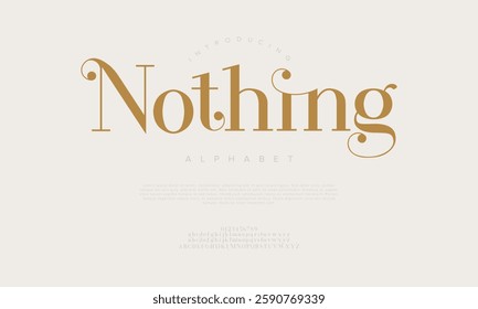 Nothing typography beauty fashion elegant minimalist serif italic fonts decorative wedding vintage retro logos. Minimal luxury font alphabet logo. Vector illustration