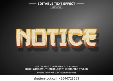 Notice 3D editable text effect template