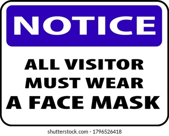 notice all visitor must wear a face mask