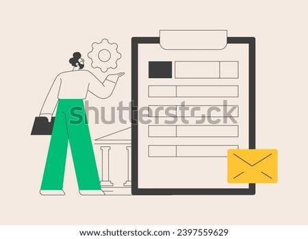 Notice of assessment abstract concept vector illustration. Tax year end, income tax, corporate details, bank account audit, money balance, paperwork and documents, mail service abstract metaphor.