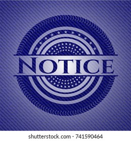 Notice badge with denim texture