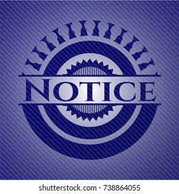 Notice badge with jean texture