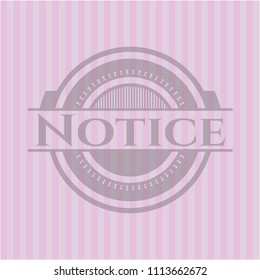Notice badge with pink background