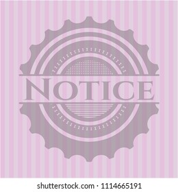 Notice badge with pink background