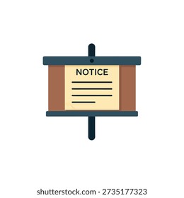 A notice board with a blank notice attached, mounted on a pole.