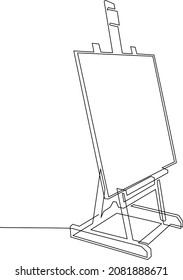 Notice Board. Easel With A Tablet. Mockup For An Advertising Poster. Continuous Line Drawing. Vector Illustration.