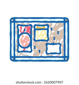 notice board kid bedroom doodle icon sketch vector. notice board kid bedroom sign. isolated symbol illustration