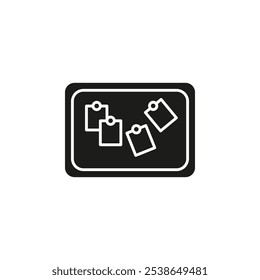 Notice board with notes icon flat line symbol set.