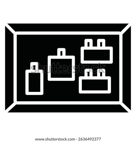 Notice board with notes icon Flat outline fill black and white