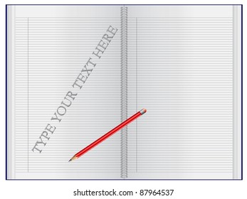 Notice book with red pen