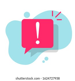 Notice caution attention warning message bubble or alert icon mark with exclamation sign vector flat, idea of danger information notification symbol, info error announce notice comment