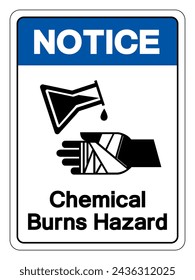 Notice Chemical Burns Hazard Symbol Sign ,Vector Illustration, Isolate On White Background Label. EPS10
