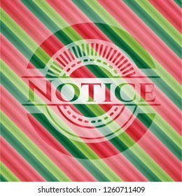 Notice christmas emblem background.