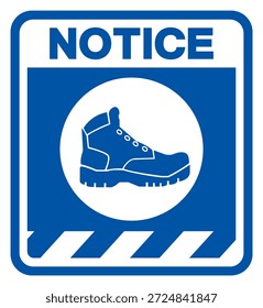 Hinweis Geschlossene Zehe Schuhe erforderlich Symbol Zeichen, Vektorgrafik, isolieren auf weißem Hintergrund Label.EPS10