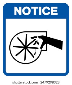 Notice Cutting of Fingers or Hand Rotating Blade Symbol Sign, Vector Illustration, Isolate On White Background Label .EPS10