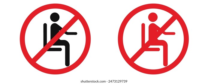 Aviso que designa la zona exclusiva de pie y prohíbe sentarse