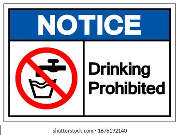 Notice Drinking Prohibited Symbol Sign, Vector Illustration, Isolate On White Background Label .EPS10