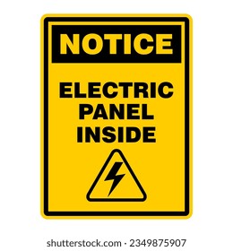 Notice, Electric panel inside, sign vector