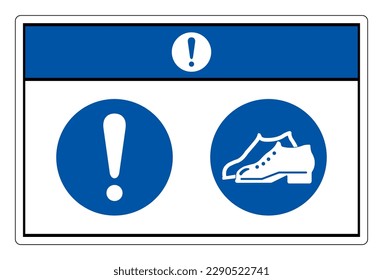 Notice Enclosed Shoes Are Required In The Manufacturing Area Symbol Sign ,Vector Illustration, Isolate On White Background Icon .EPS10 