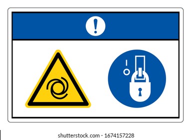 Notice Equipment Starts Automatically Lock Out In De-Energized State Symbol Sign, Vector Illustration, Isolate On White Background Label. EPS10