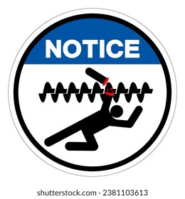 Notice Exposed Rotating Parts Will Cause Service Injury Or Death Symbol Sign, Vector Illustration, Isolate On White Background Label .EPS10