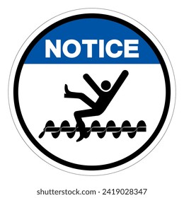 Notice Exposed Rotating Parts Will Cause Service Injury Or Death Symbol Sign, Vector Illustration, Isolate On White Background Label .EPS10