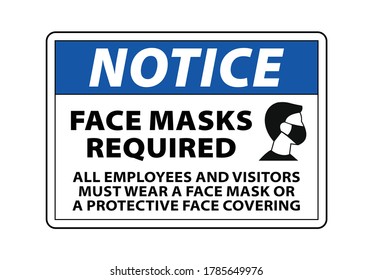 Notice Face Mask Required Sign Symbol Stock Vector (Royalty Free ...