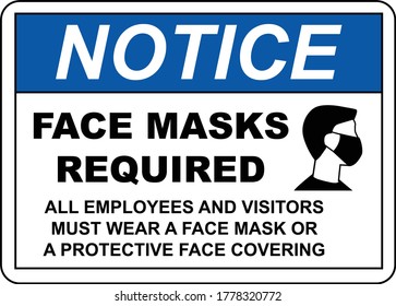 Notice Face Masks Required Sign