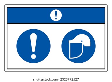 Aviso Escudo de cara Signo de símbolo requerido ,Ilustración de vectores, Aislar en etiqueta de fondo blanco. EPS10