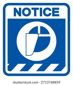 Notice Face Shield erforderliches Symbol-Zeichen, Vektorgrafik, isoliert auf weißem Hintergrund Label.EPS10