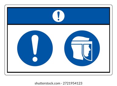 Letrero Del Símbolo Requerido Del Escudo De Cara, Ilustración vectorial, Aislado En La Etiqueta Blanca Del Fondo. EPS10