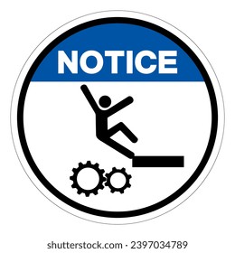 Notice Falling Of Moving Machinery Hazard Symbol Sign, Vector Illustration, Isolate On White Background Label .EPS10
