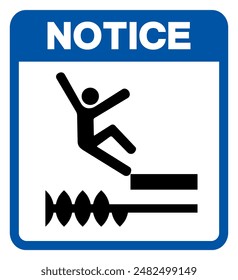 Notice Falling Of Moving Machinery Hazard Symbol Sign, Vector Illustration, Isolate On White Background Label .EPS10